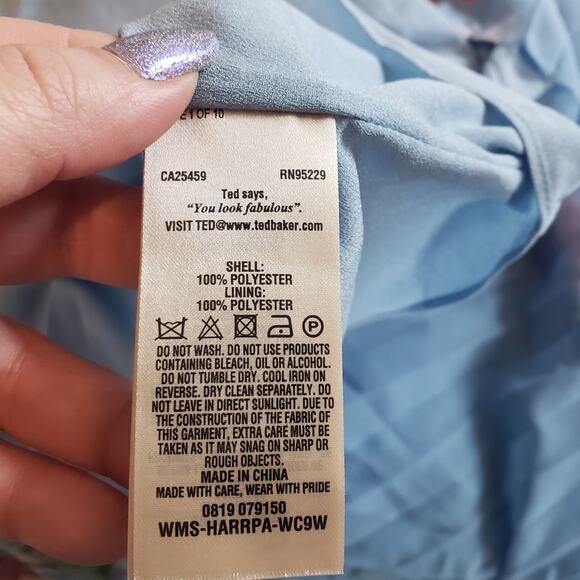 Ted Baker Harrpa Raspberry Ripple Print Pleated Skirt Ted 4 Womens 10 - Picture 8 of 11